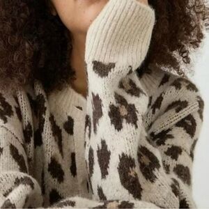 J. Crew Oversized Cardigan Sweater in Leopard Print NWT